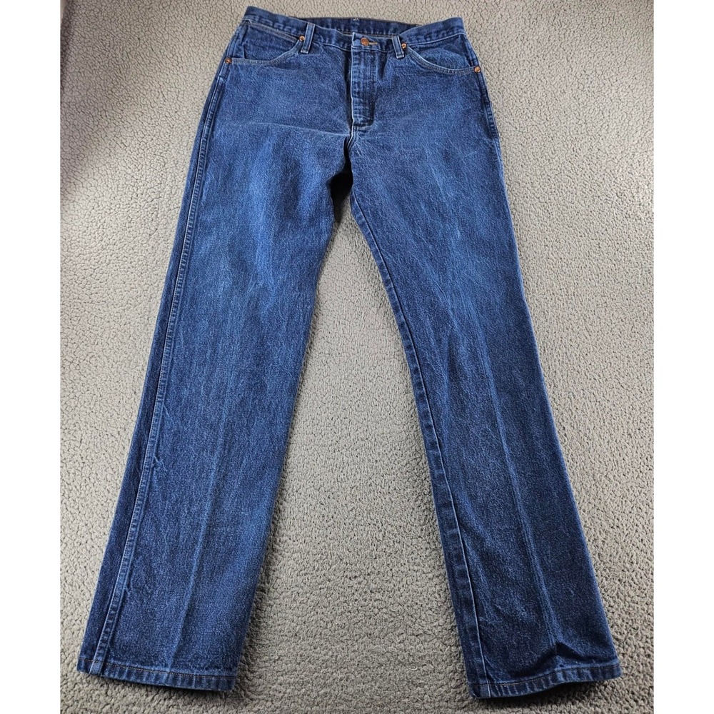 Wrangler Jeans Mens 36x34 Blue Denim 13MWZ Straight Leg Cowboy Cut Western Rodeo